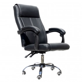 Fotel biurowy obrotowy ekoskóra krzesło biurowe czarny HY-596